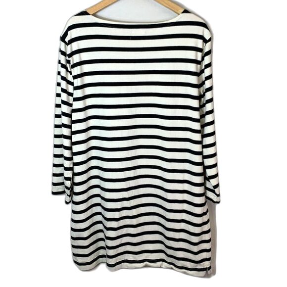 J. Crew Black White Striped Nautical Gold Button Accents LS Mini Dress XL - Picture 5 of 13